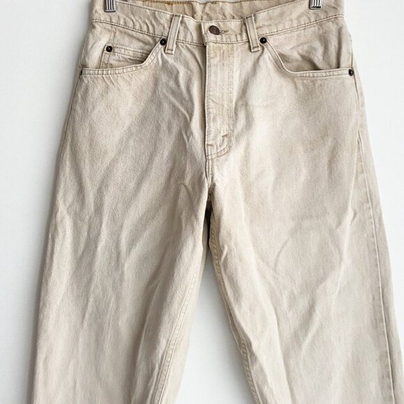 Vintage  Light Beige Khaki High Rise Tapered Leg Jeans 31 - Picture 3 of 8